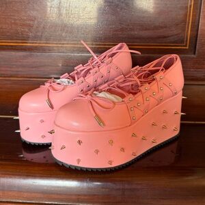 Koi Pink Punk Spiked Platforms